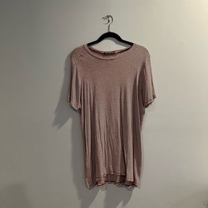 Brandy Melville maroon and white striped t shirt dress. Very soft